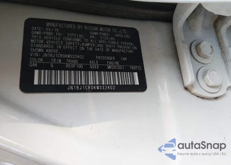 2019 Nissan Rogue Sport S z USA, uszkodzony, nr VIN JN1BJ1CR0KW332402